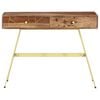 vidaXL Writing Desk Natural and brass Solid Acacia wood