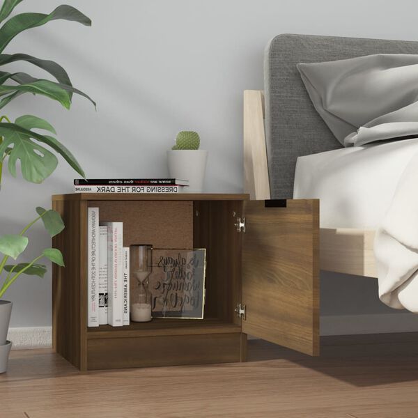 vidaXL Bedside Cabinet Set of 2 Brown Oak Engineered Wood Small