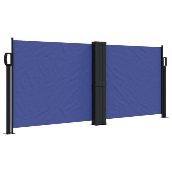 vidaXL Retractable Side Awning Blue 100% polyester with PU coating