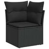 vidaXL Garden Sofa Set Black Poly Rattan, Powder-Coated Steel Large