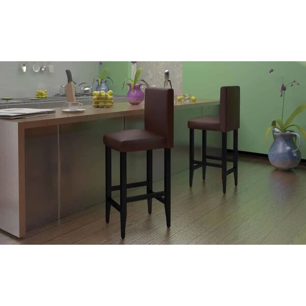 vidaXL Bar Stools 6 pcs Dark Brown Faux Leather