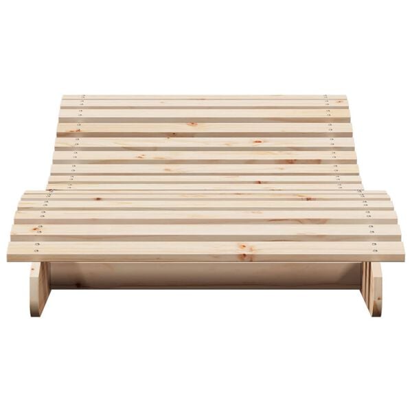 vidaXL Sun Lounger Natural Pine Solid Pine Wood Large