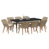 vidaXL Garden Dining Set with Cushion 9 pcs Beige Poly Rattan