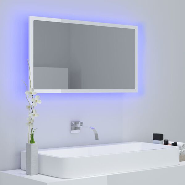 vidaXL Mirror High gloss white Engineered wood, acrylic Medium Mirror