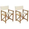 vidaXL Director's Chair Set of 2 Cream Teak wood, Polyester fabric