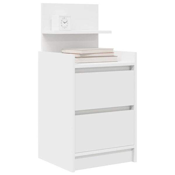 vidaXL Bedside Cabinet White Engineered wood 15.0 x 13.4 x 31.5 in