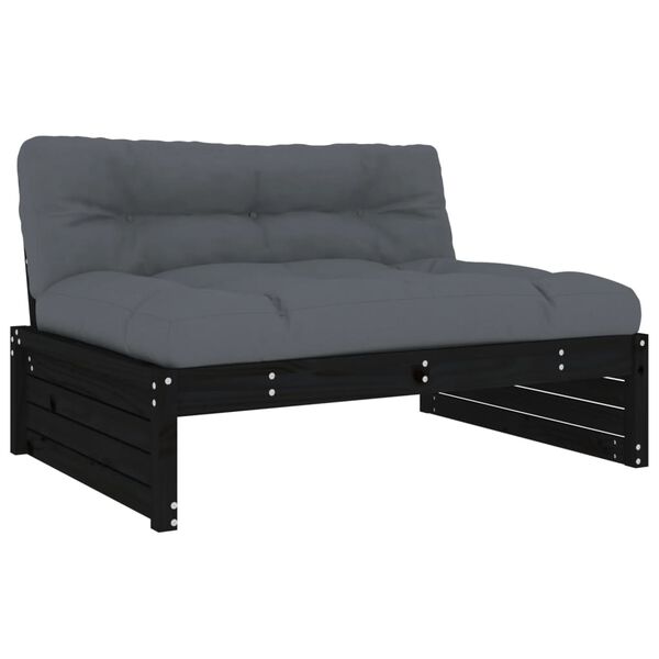 vidaXL Middle Sofa Black, Anthracite Solid pine wood Medium Modular