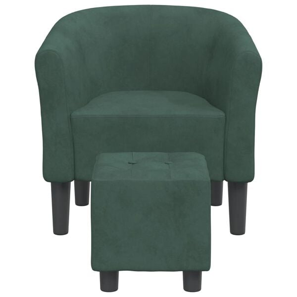 vidaXL Tub Chair Dark Green Velvet, Pinewood, Plywood, Foam Compact