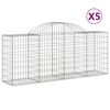 vidaXL Gabion Basket Set of 5 Silver Galvanized Iron Large