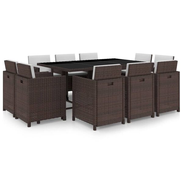 vidaXL Outdoor Dining Set Brown PE Rattan Large Removable Covers