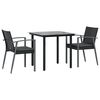 vidaXL Garden Dining Set Black PE rattan 3 Piece Modern