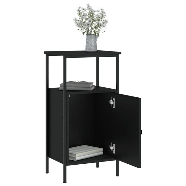 vidaXL Bedside Cabinet Black Engineered wood, iron 16.1x12.2x31.5 in