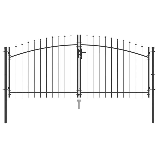 vidaXL Double Gate with Lock Grey 117.91 x 58.86 in Steel