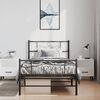 vidaXL Bed Frame Black Powder-Coated Steel Single Bed Frame