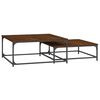 vidaXL Nesting Coffee Table Brown Oak Engineered Wood, Iron Small