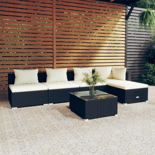 vidaXL Garden Lounge Set Black PE Rattan Large Modular