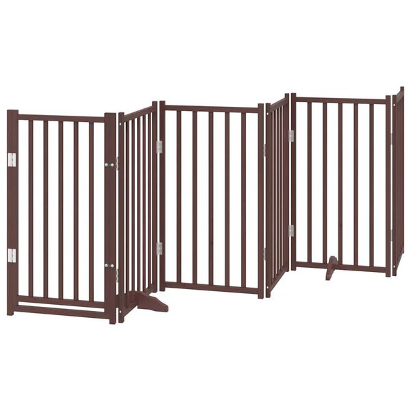 vidaXL Dog Gate Set of 15 Brown Poplar Wood 295.3 in total length