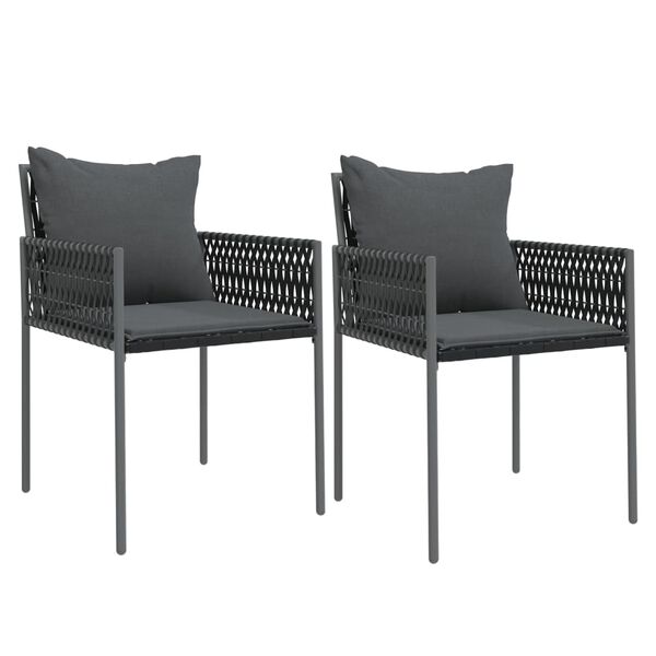 vidaXL Garden Chair Set of 2 Black PE rattan 21.3x24.0x32.7 in Durable