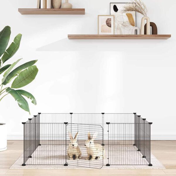 vidaXL Pet Cage Black Powder-coated steel 13.8x41.3 in panels