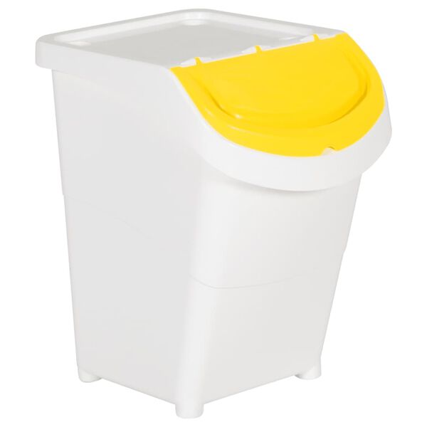 vidaXL Stackable Waste Bins with Lids 3 pcs White PP 31.7 gal