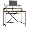 vidaXL Desk Smoked Oak Engineered Wood, Iron 39.4 x 19.7 x 35.4 in Desk