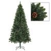 vidaXL Artificial Pre-lit Christmas Tree with Pine Cones Green 70.9"