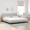 vidaXL Bed Frame with LED without Mattress Light Gray 76"x79.9" Velvet