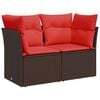 vidaXL Garden Sofa with Cushion 7 pcs Brown and red Poly rattan