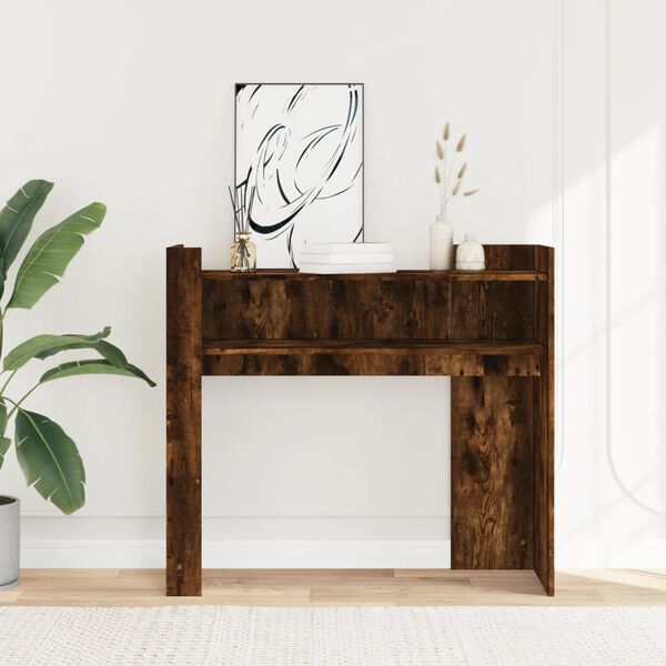 vidaXL Console Table Smoked Oak Engineered Wood 39.4 x 13.8 x 35.4 in