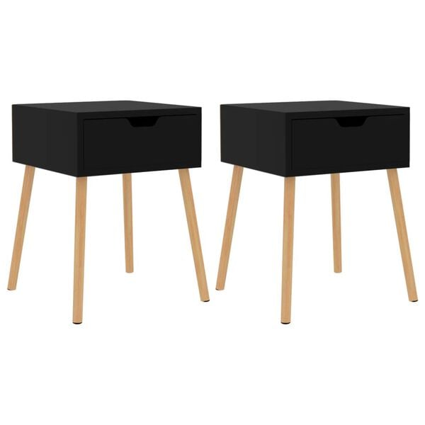 vidaXL Bedside Cabinet Set of 2 High gloss black Engineered wood