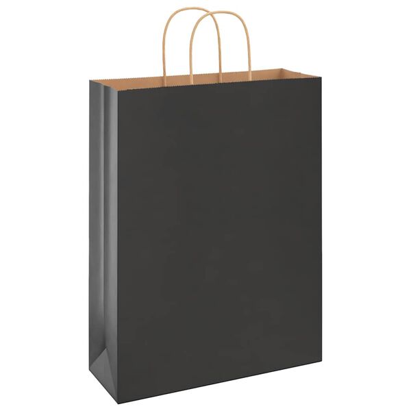 vidaXL Paper Bags 250 pcs with Handles Black 32x12x42 cm