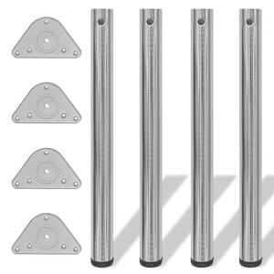 vidaXL Table Leg Set of 4 Brushed nickel Iron Large Adjustable Feet