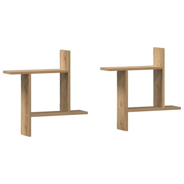 vidaXL Wall Shelves 2 pcs Artisian Oak 19.7x4.7x19.7" Engineered Wood