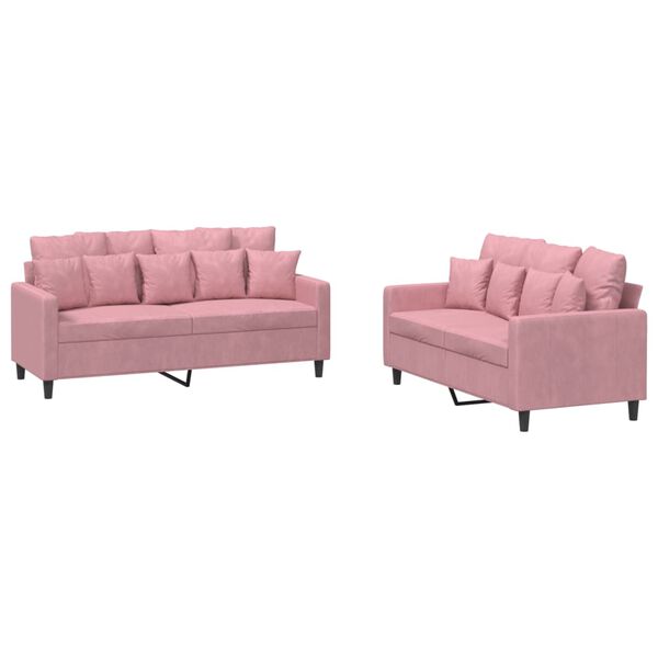 vidaXL Sofa Set Pink Velvet (100% polyester), metal, textilene, plywood