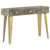 vidaXL Console Table Grey and Brass Solid Mango Wood and Steel Medium
