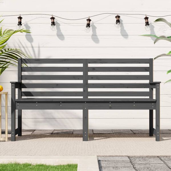 vidaXL Garden Bench Grey Solid Pine Wood Standard Durable Garden Bench