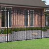 vidaXL Garden Fence with Spear Top Black 240x68.9 " Powder-coated Steel