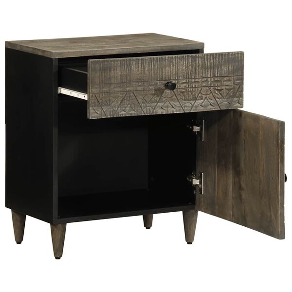 vidaXL Bedside Cabinet Light Gray Solid Mango Wood Medium