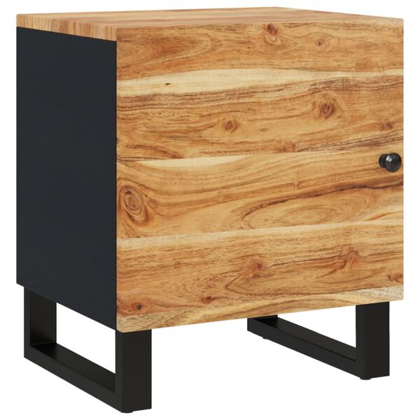 vidaXL Bedside Cabinet Acacia wood grain, Black