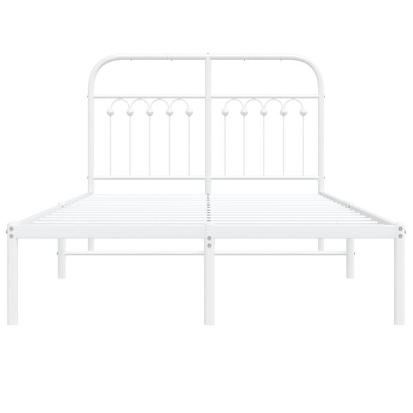 vidaXL Bed Frame White Steel Small Double Bed Frame Rectangular