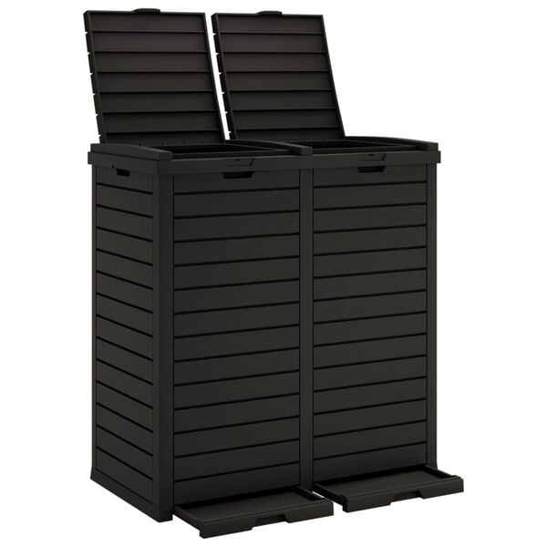 vidaXL Outdoor Garbage Bin Black 30.7"x16.1"x33.9" Polypropylene