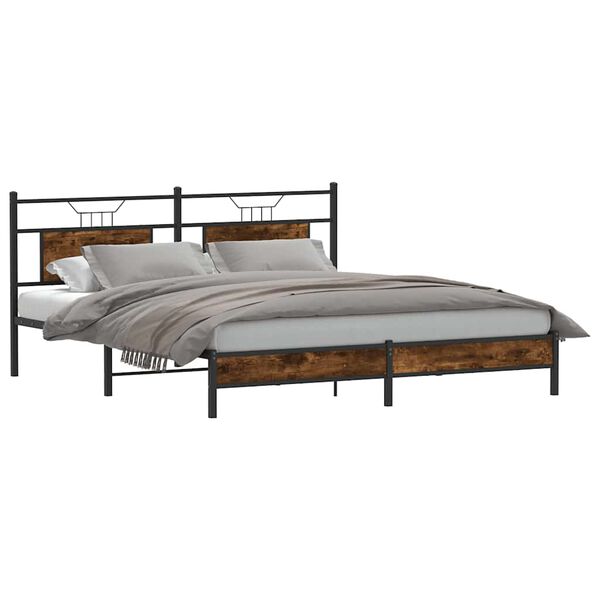 vidaXL Bed Frame Smoked Oak Engineered Wood Double Bed Frame
