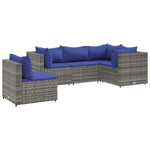 vidaXL Patio Lounge Set Grey, Dark Blue