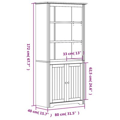 vidaXL Bookcase BODO White and Brown 31.5"x15.7"x67.7" Solid Wood Pine