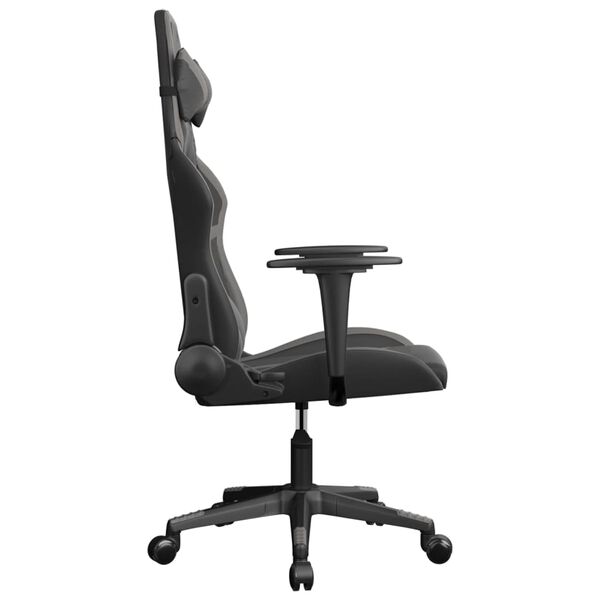 vidaXL Gaming Chair Black and Grey Faux Leather One Size Swivel