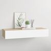 vidaXL Wall-mounted Drawer Shelf Oak and White 60x23,5x3.9 " MDF