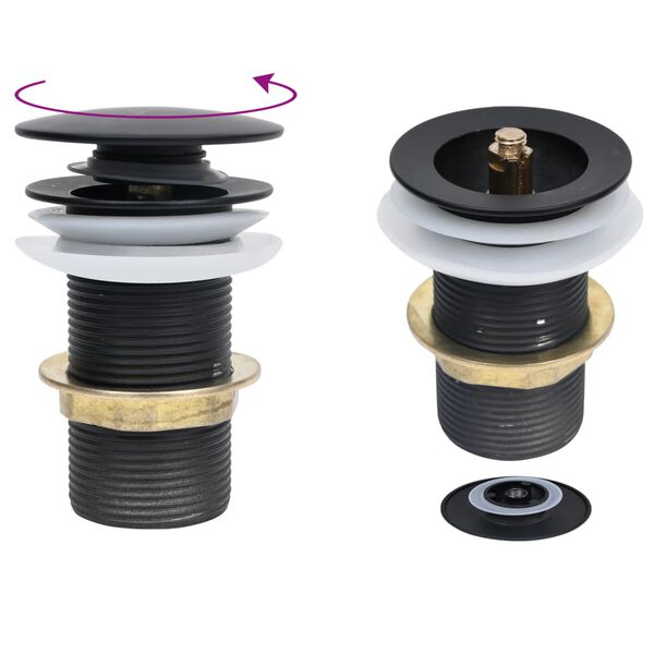 vidaXL Push Drain without Overflow Function Black 2.5x2.5x3.6"