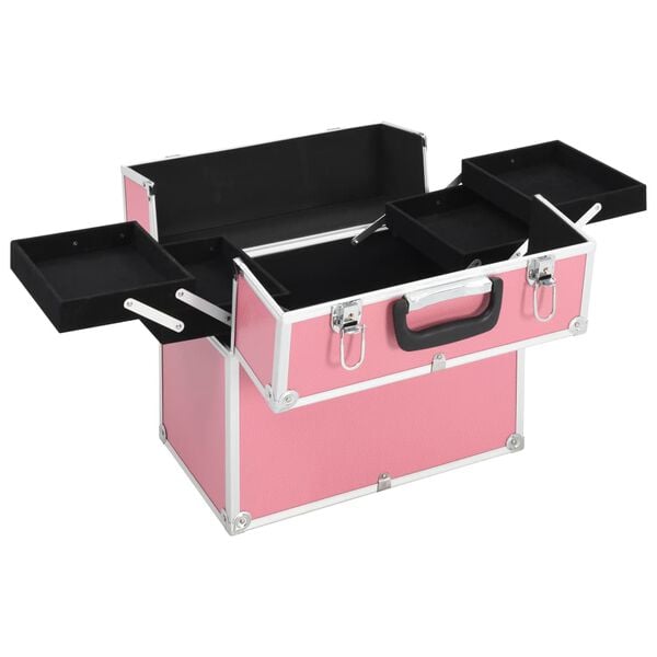 vidaXL Make-up Case 15.0x9.1x13.4" Pink Aluminium