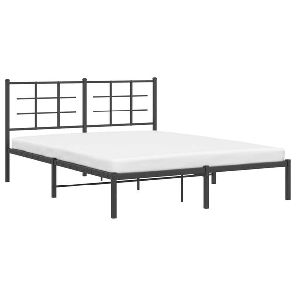 vidaXL Bed Frame Black Powder-Coated Steel Double Bed Frame