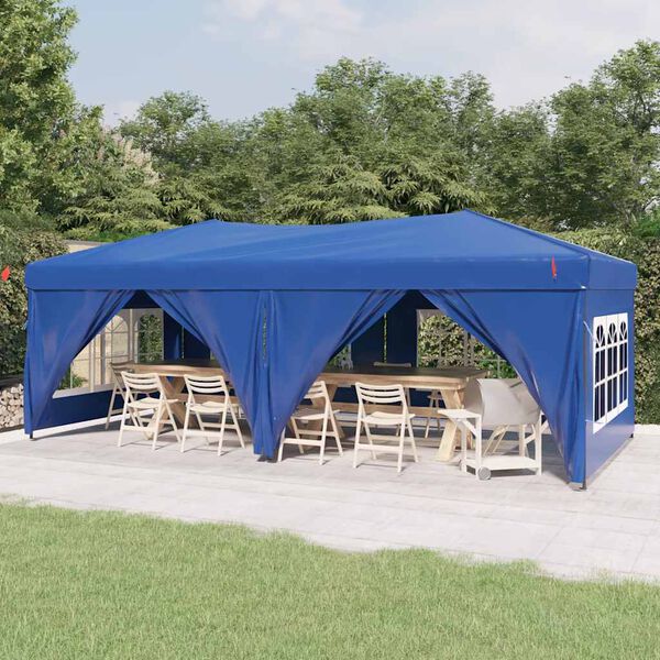 vidaXL Folding Party Tent with Sidewalls Blue 9.8'x19.7'